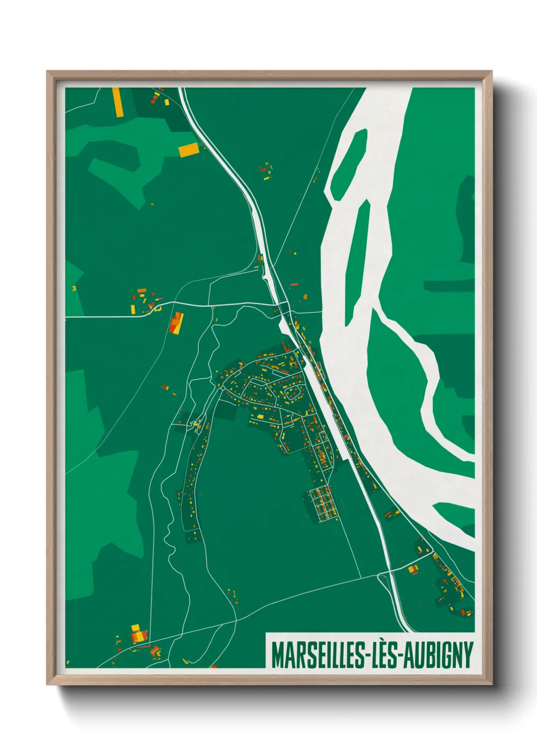 Une affiche de carte sur Marseilles-lès-Aubigny