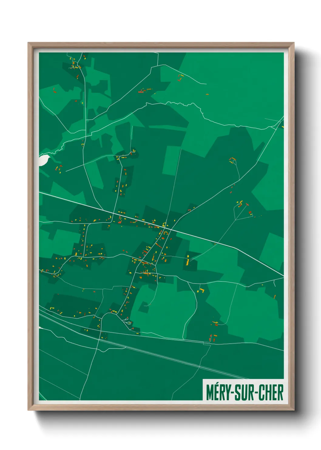 Une affiche de carte sur Méry-sur-Cher