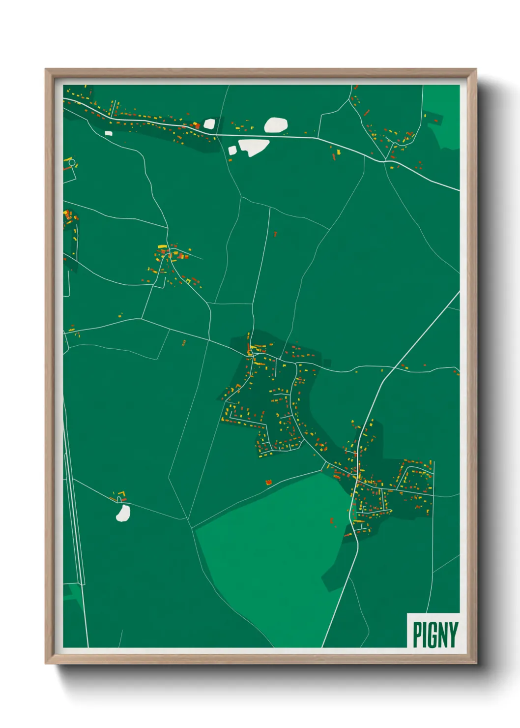 Une affiche de carte sur Pigny