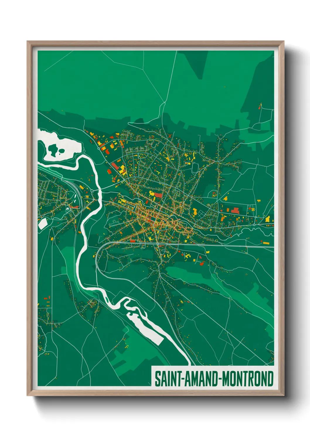 Une affiche de carte sur Saint-Amand-Montrond