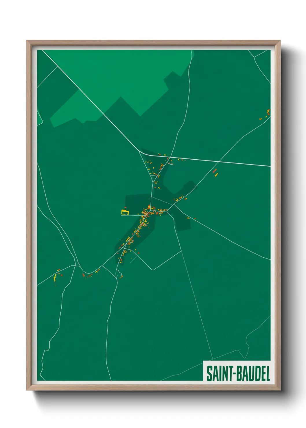 Une affiche de carte sur Saint-Baudel