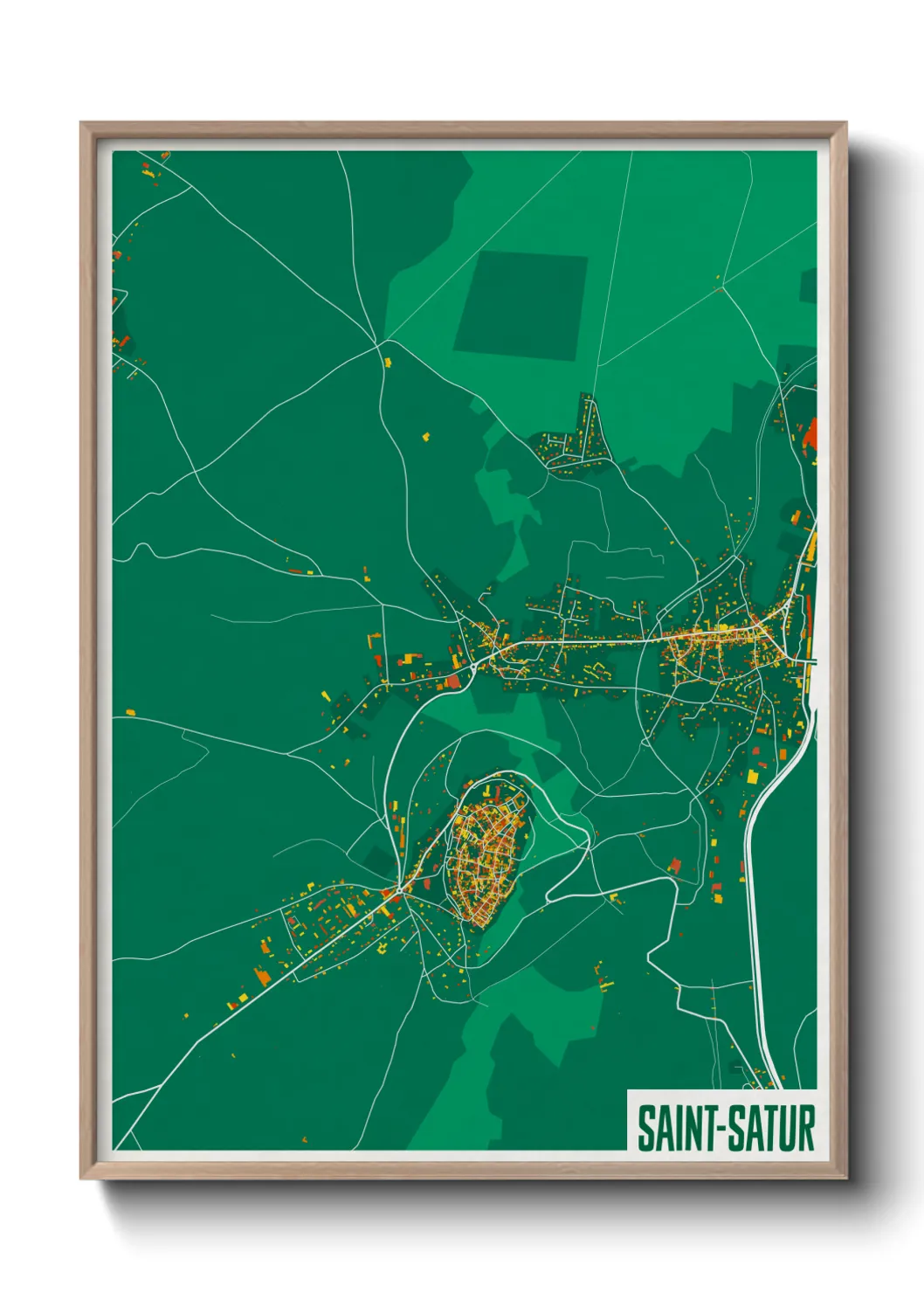 Une affiche de carte sur Saint-Satur