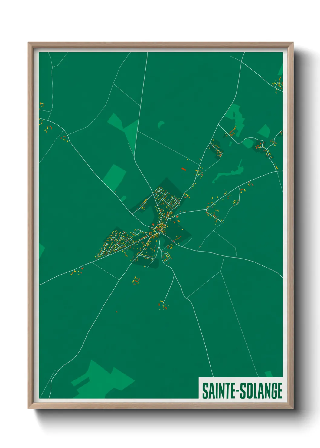 Une affiche de carte sur Sainte-Solange