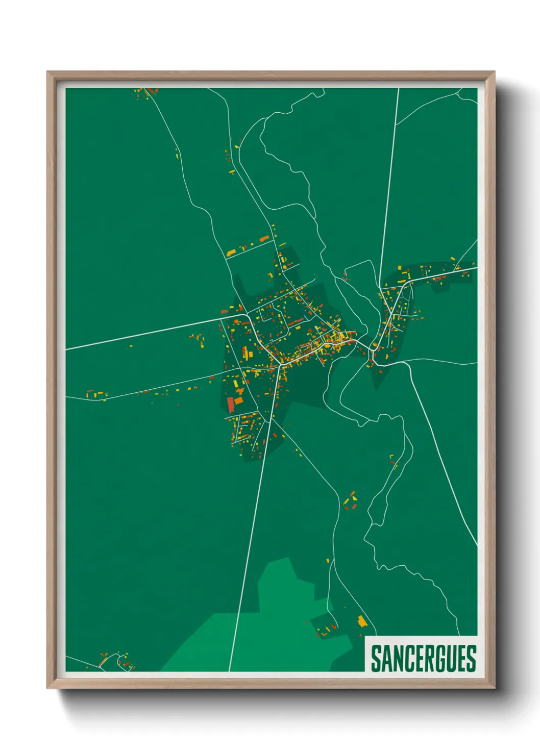 Une affiche de carte sur Sancergues