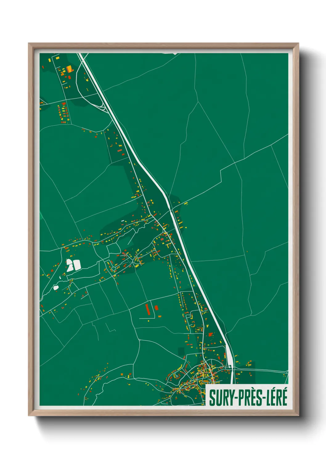 Une affiche de carte sur Sury-près-Léré