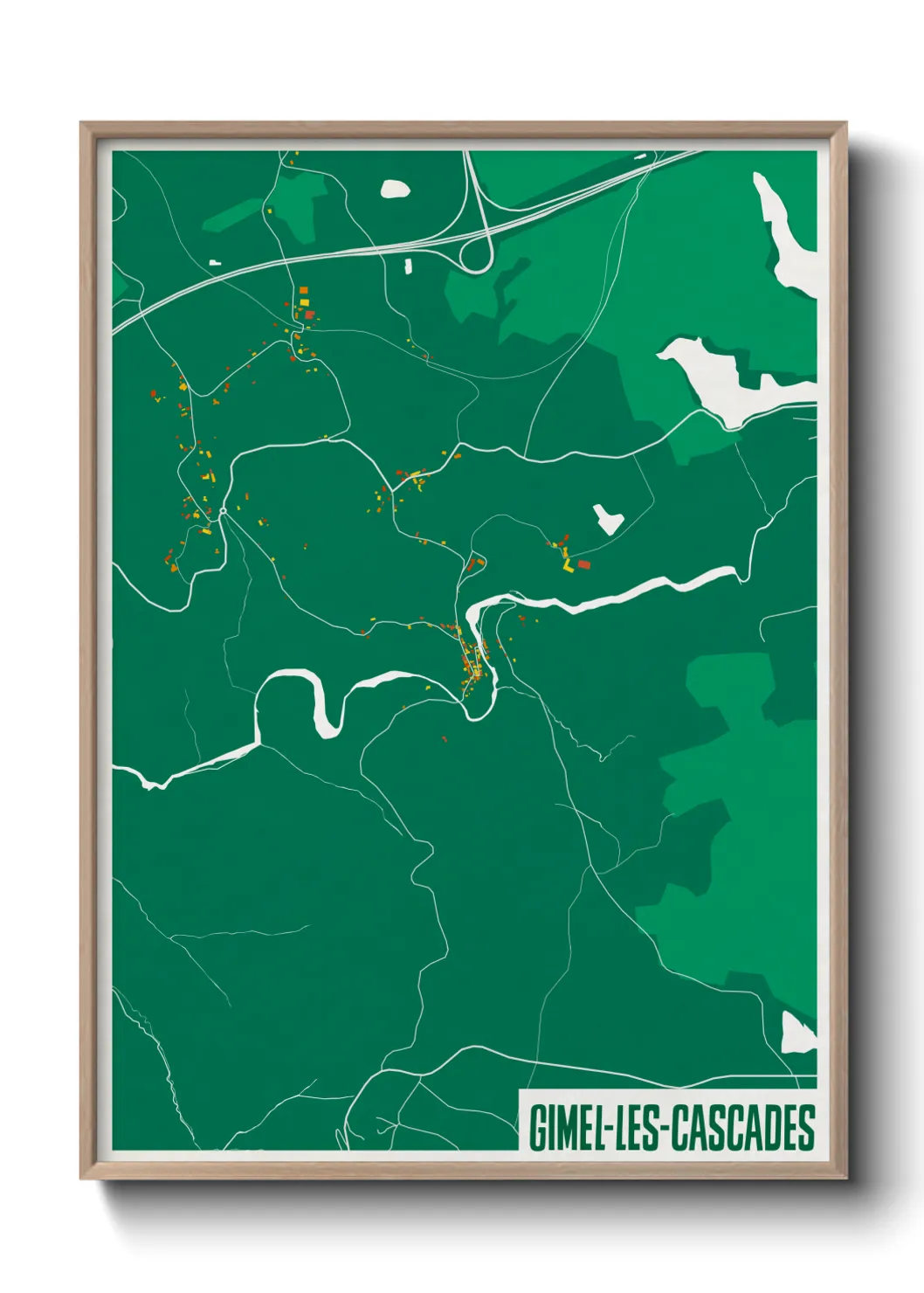 Une affiche de carte sur Gimel-les-Cascades