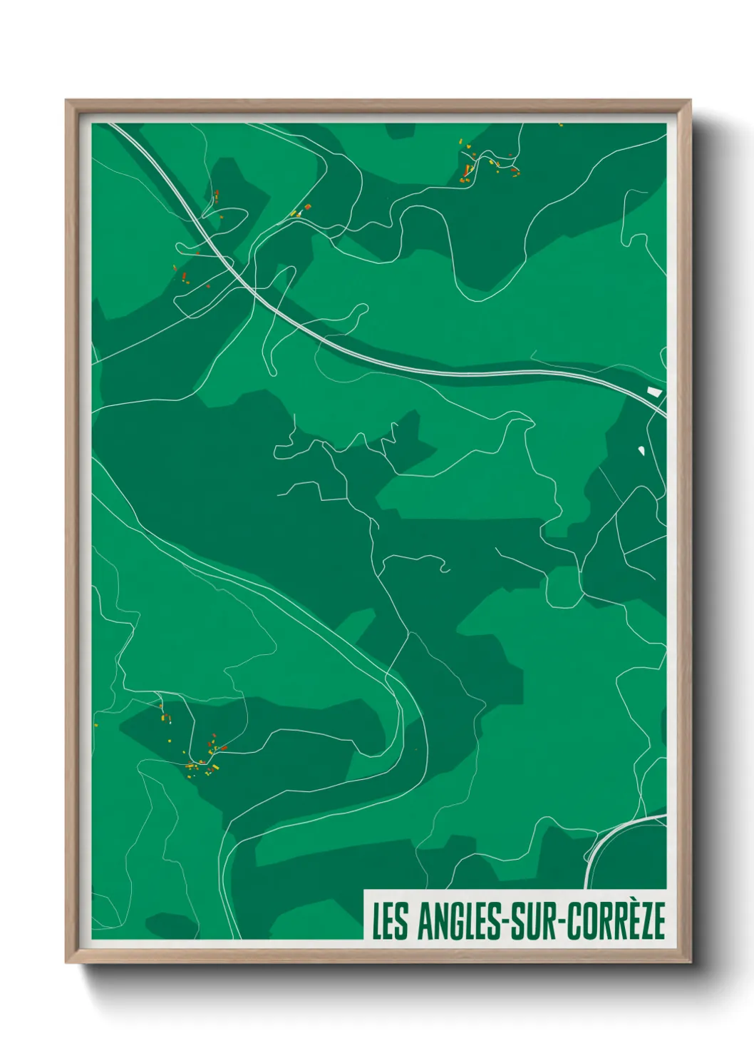 Une affiche de carte sur Les Angles-sur-Corrèze