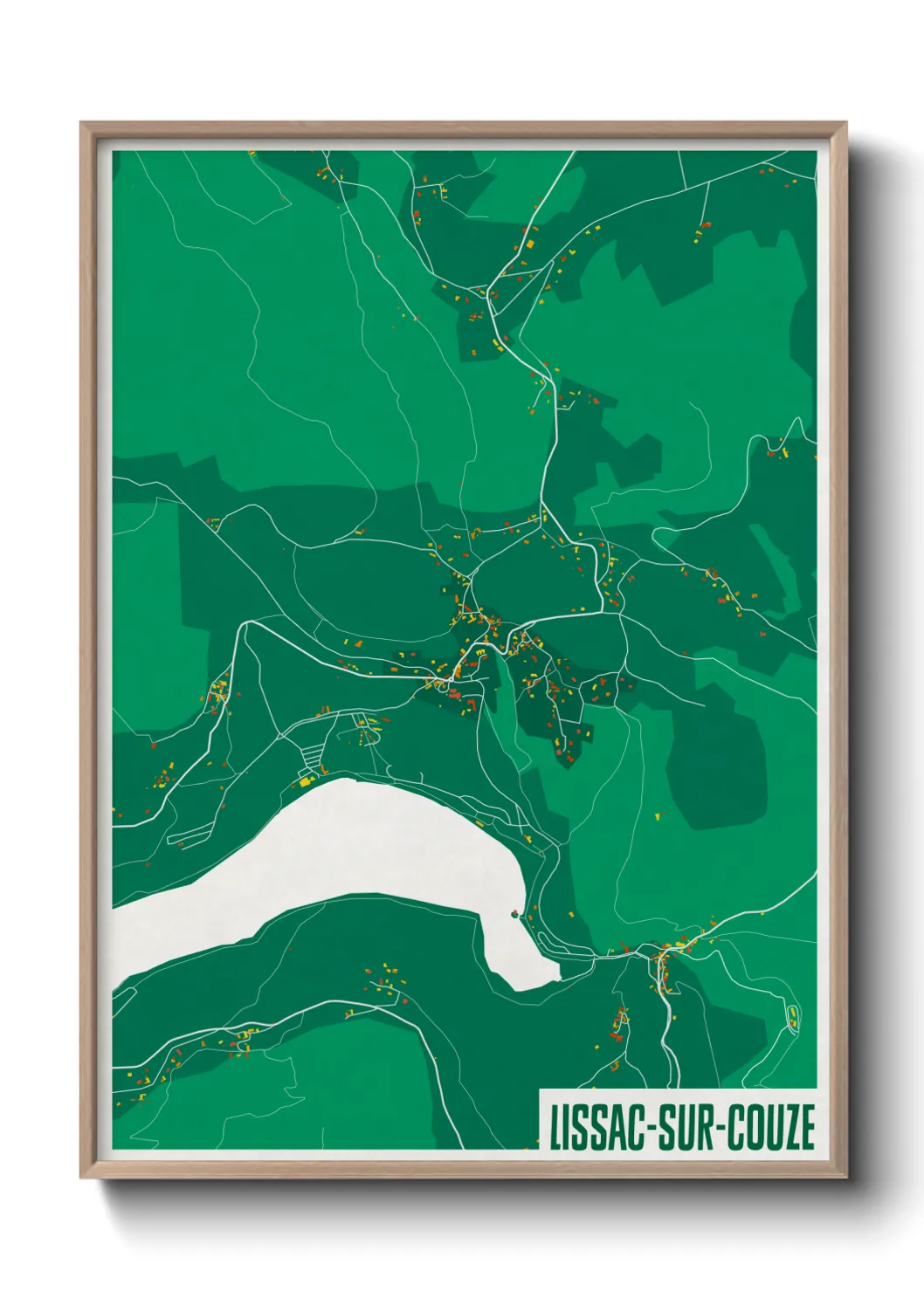 Une affiche de carte sur Lissac-sur-Couze