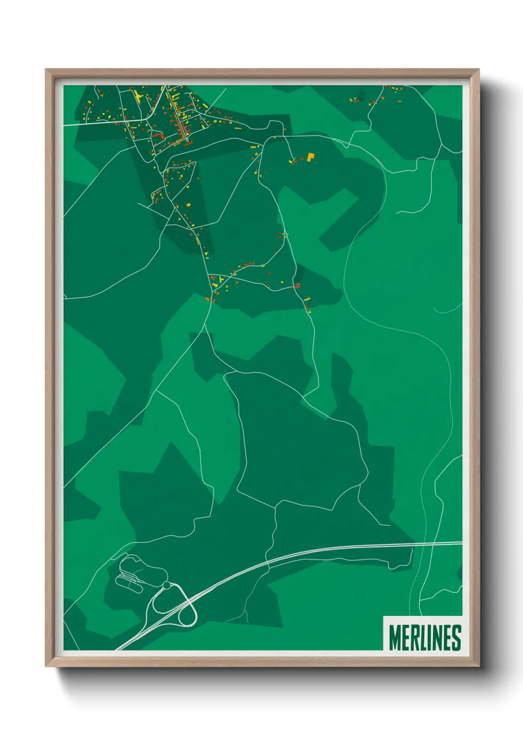 Une affiche de carte sur Merlines