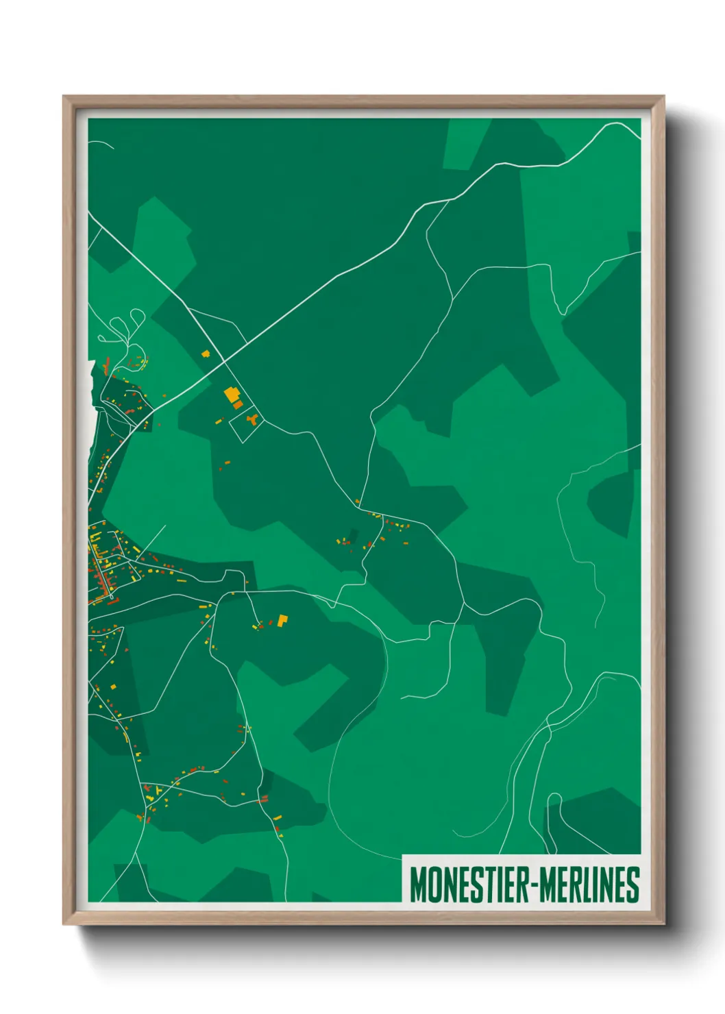 Une affiche de carte sur Monestier-Merlines