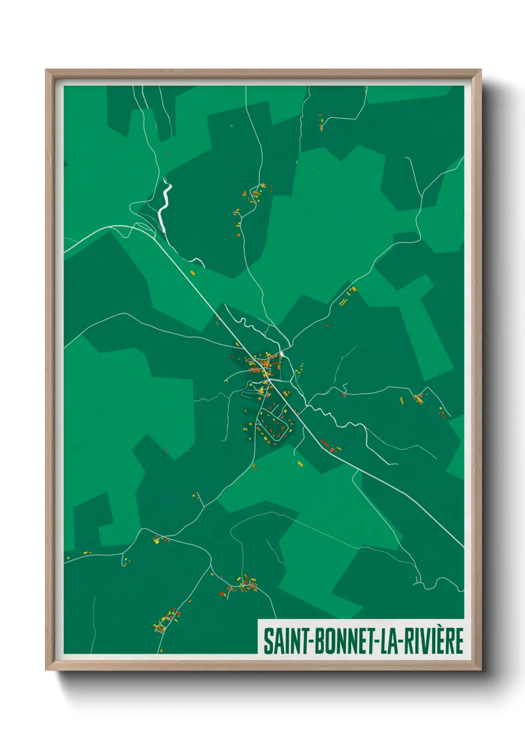 Une affiche de carte sur Saint-Bonnet-la-Rivière