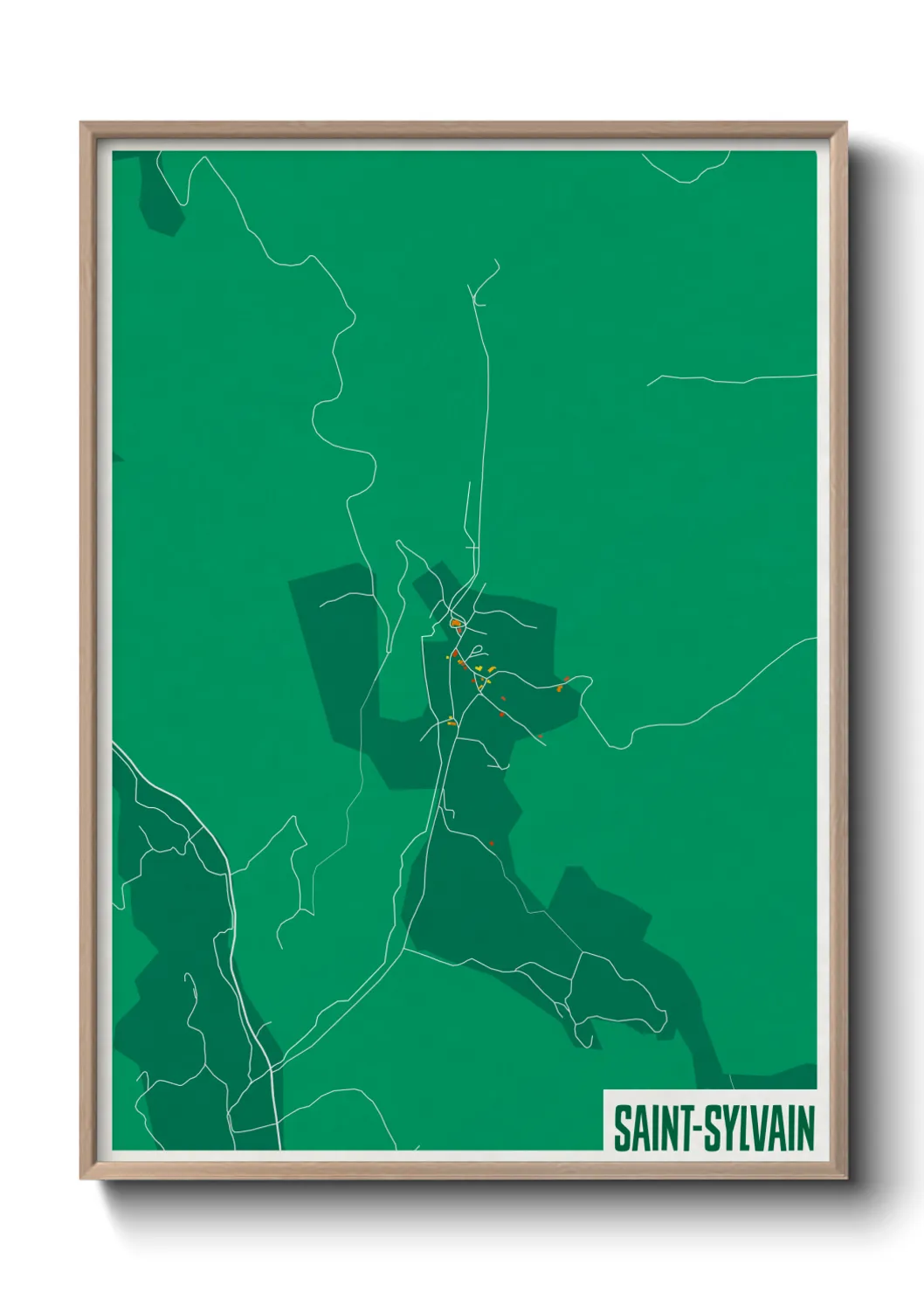 Une affiche de carte sur Saint-Sylvain