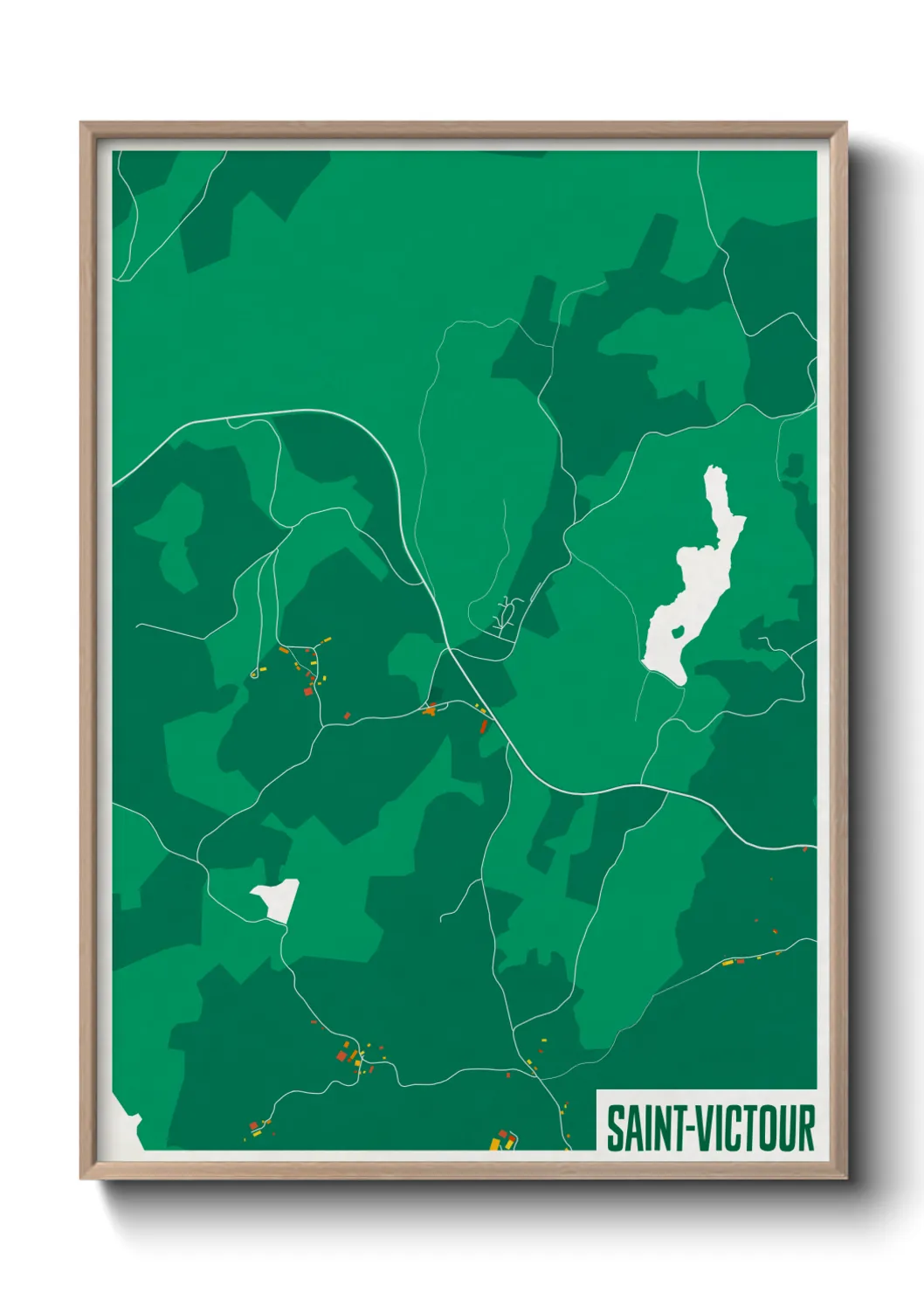 Une affiche de carte sur Saint-Victour