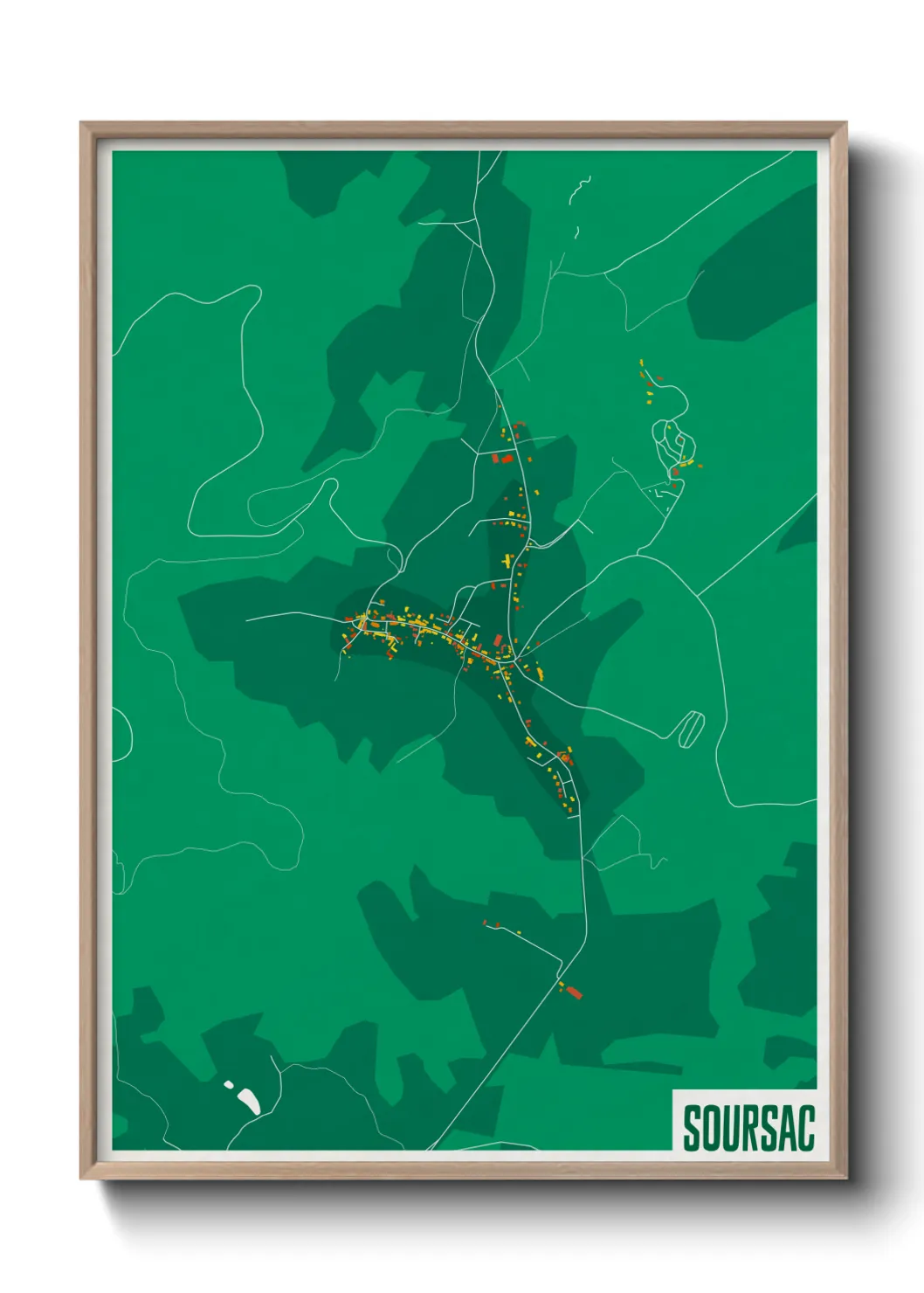 Une affiche de carte sur Soursac