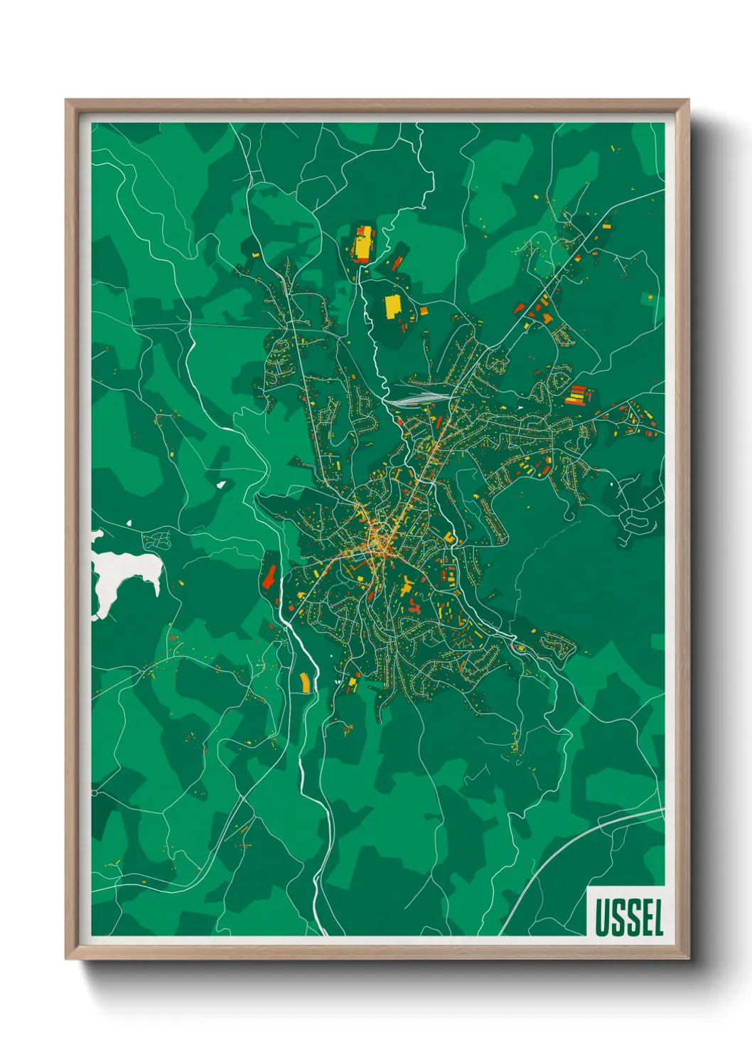 Une affiche de carte sur Ussel