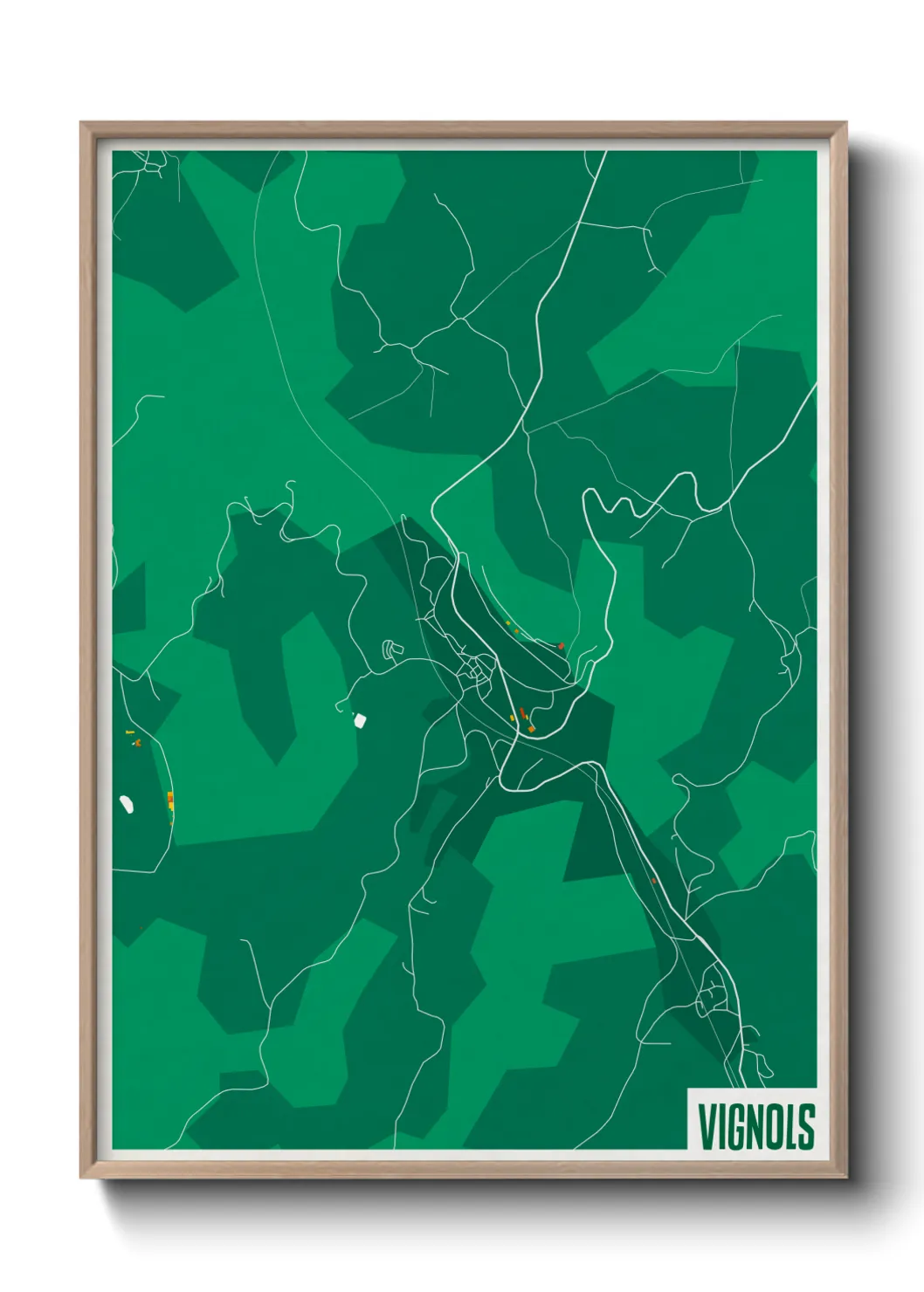 Une affiche de carte sur Vignols