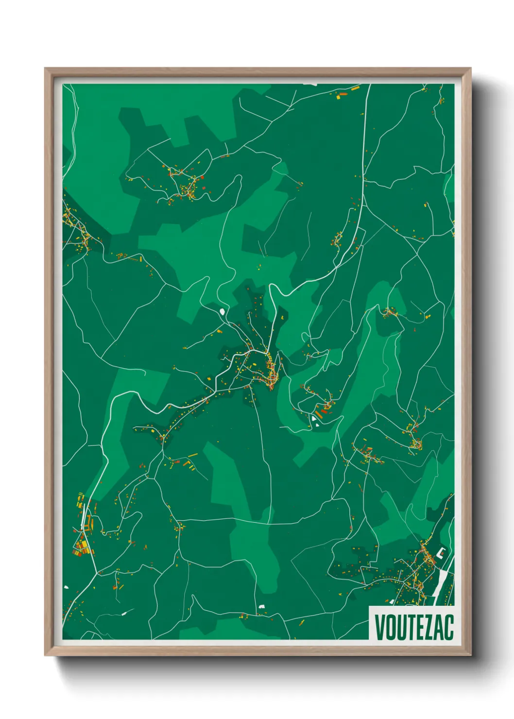 Une affiche de carte sur Voutezac