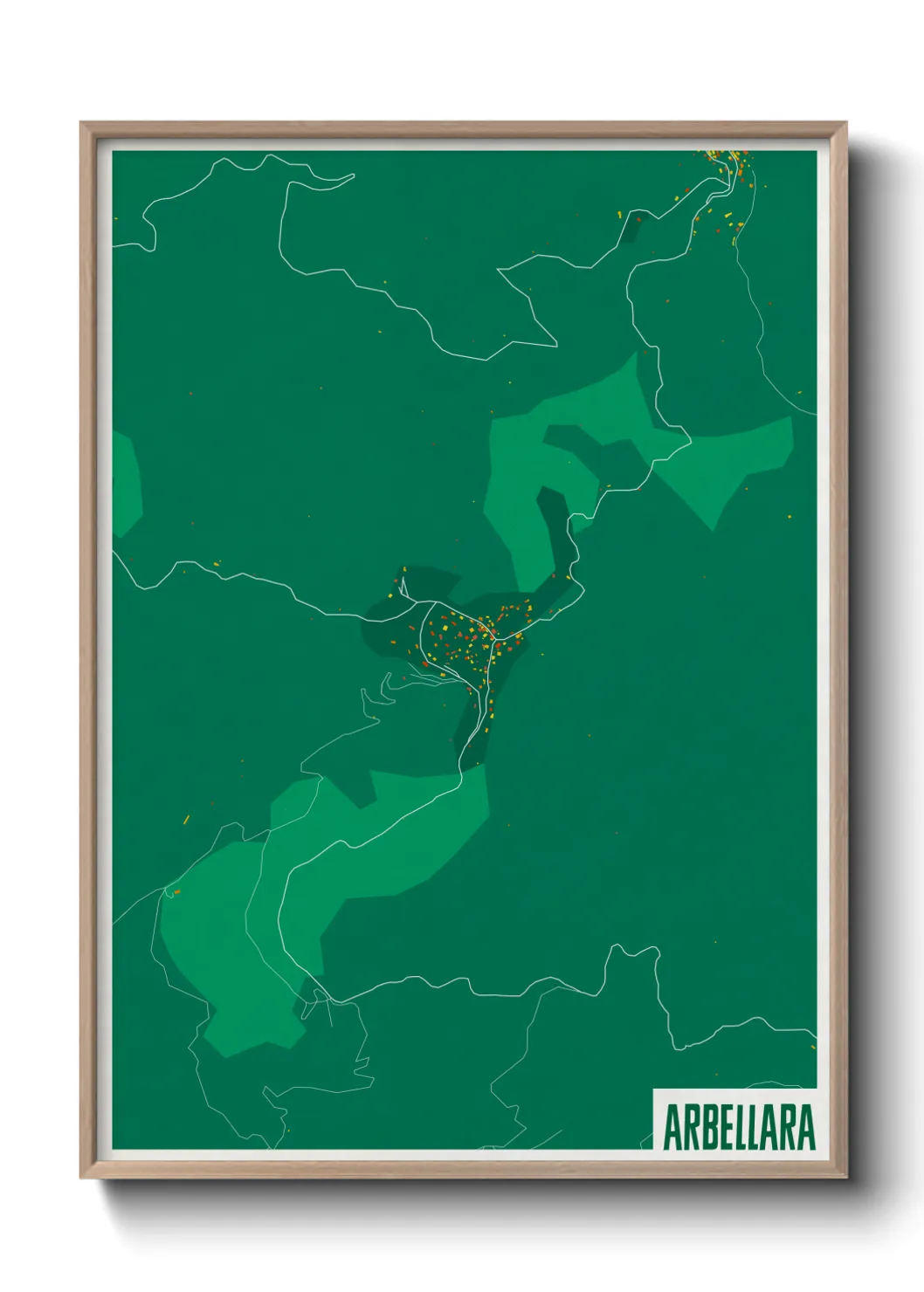 Une affiche de carte sur Arbellara