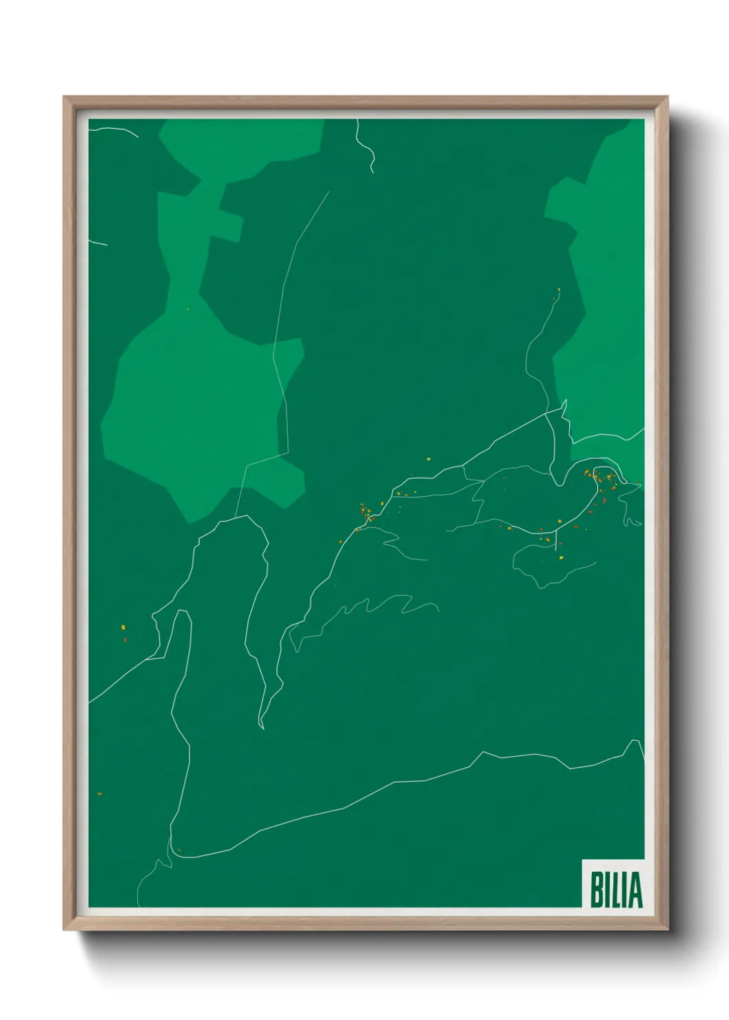 Une affiche de carte sur Bilia