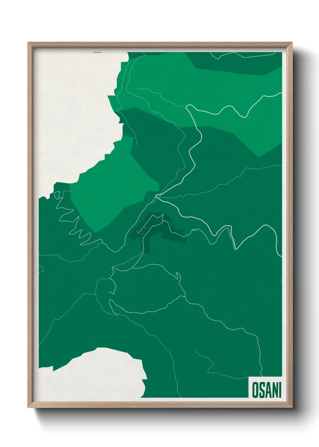Une affiche de carte sur Osani