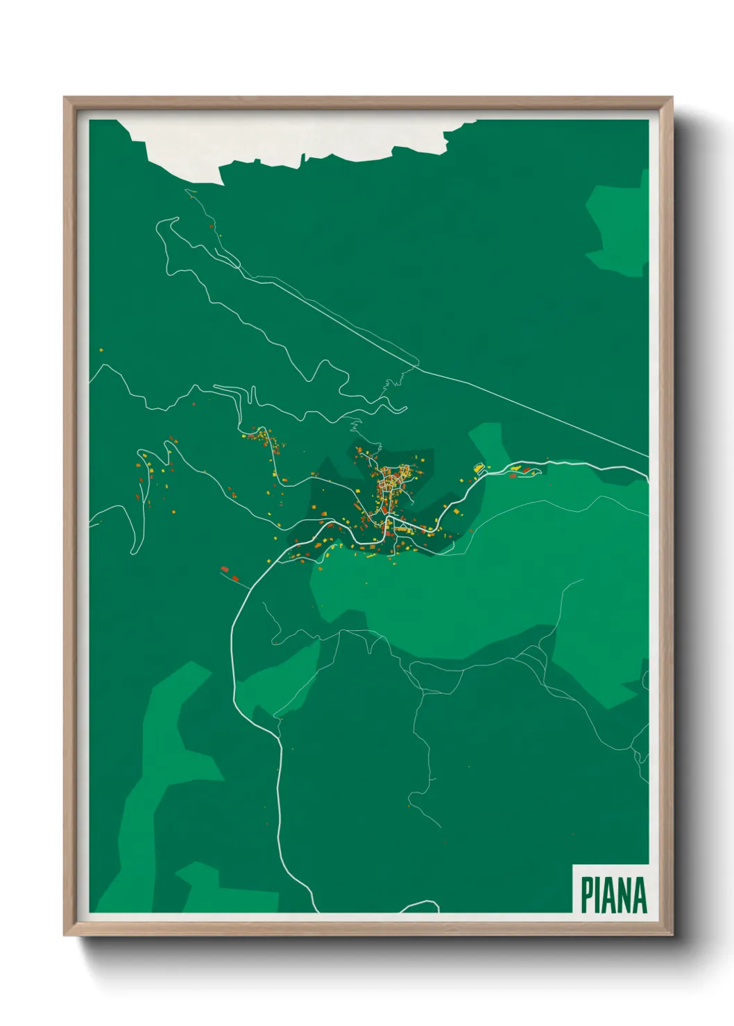 Une affiche de carte sur Piana