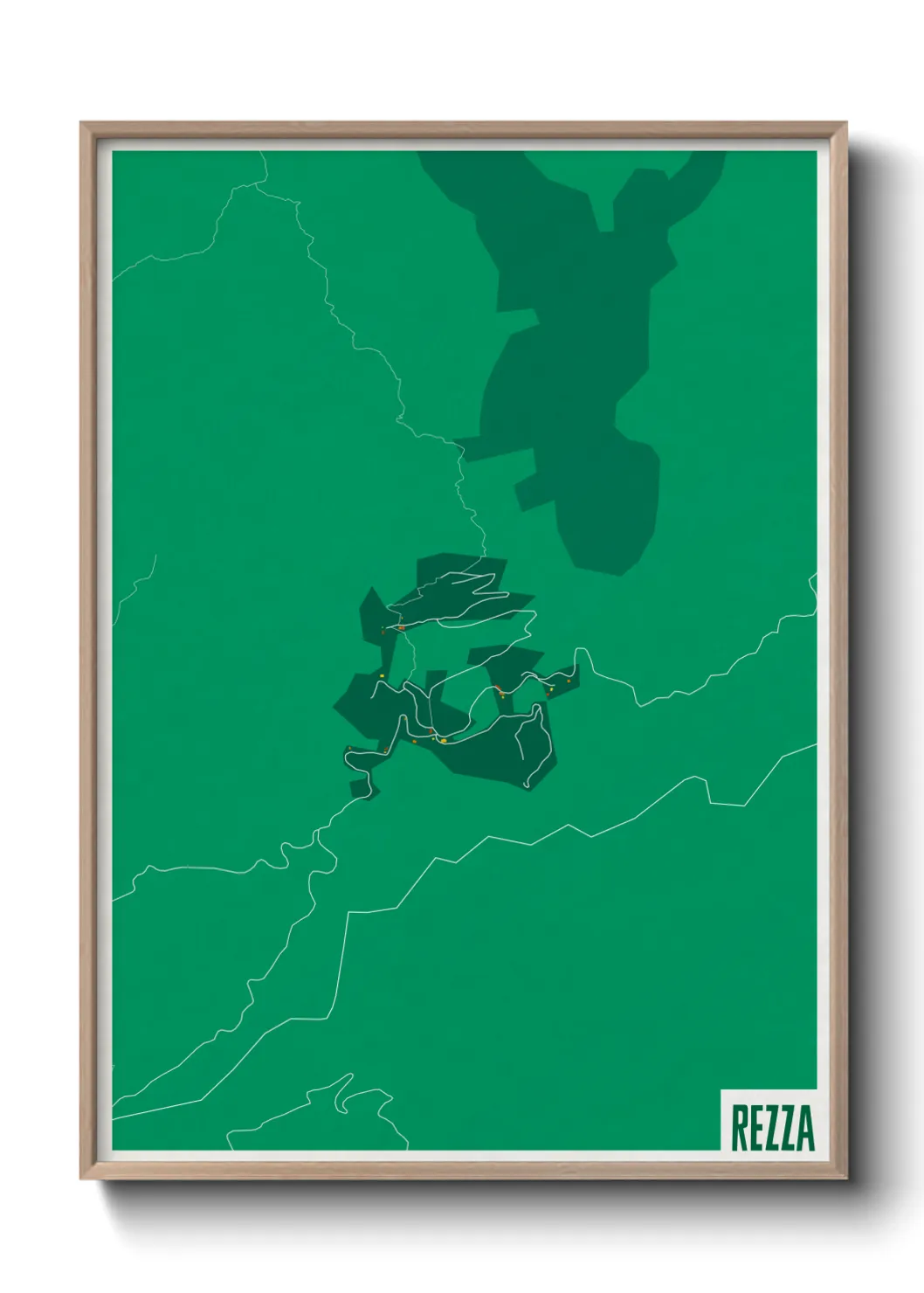 Une affiche de carte sur Rezza