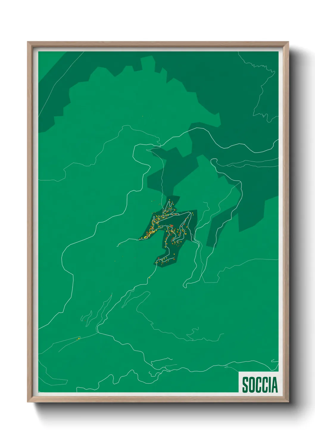 Une affiche de carte sur Soccia