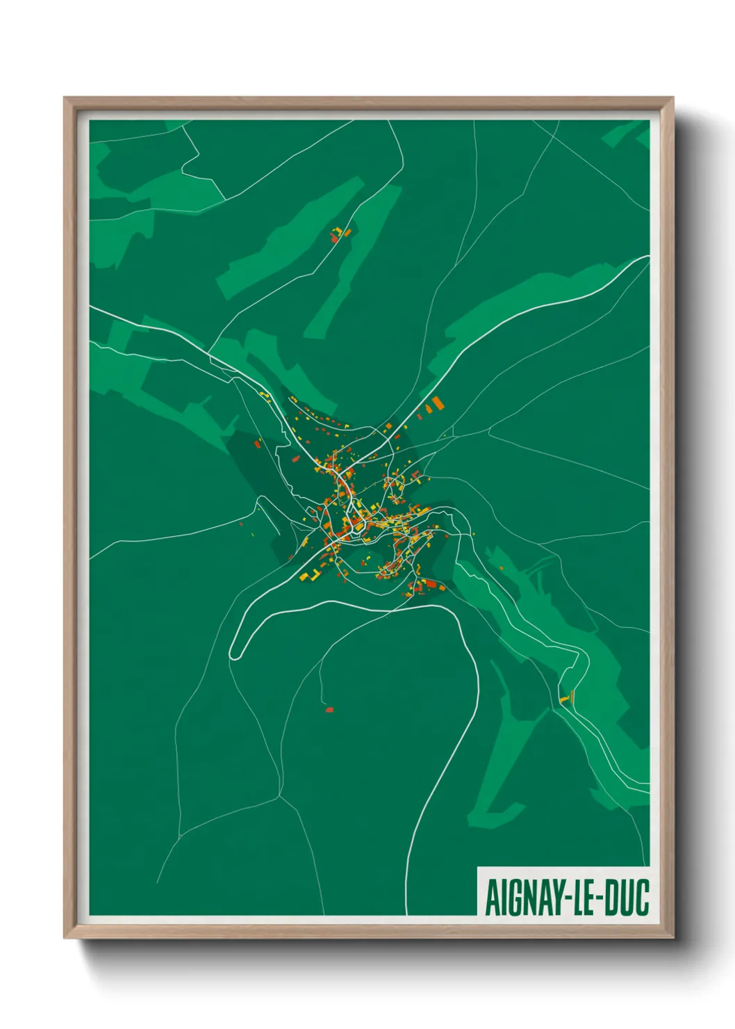 Une affiche de carte sur Aignay-le-Duc