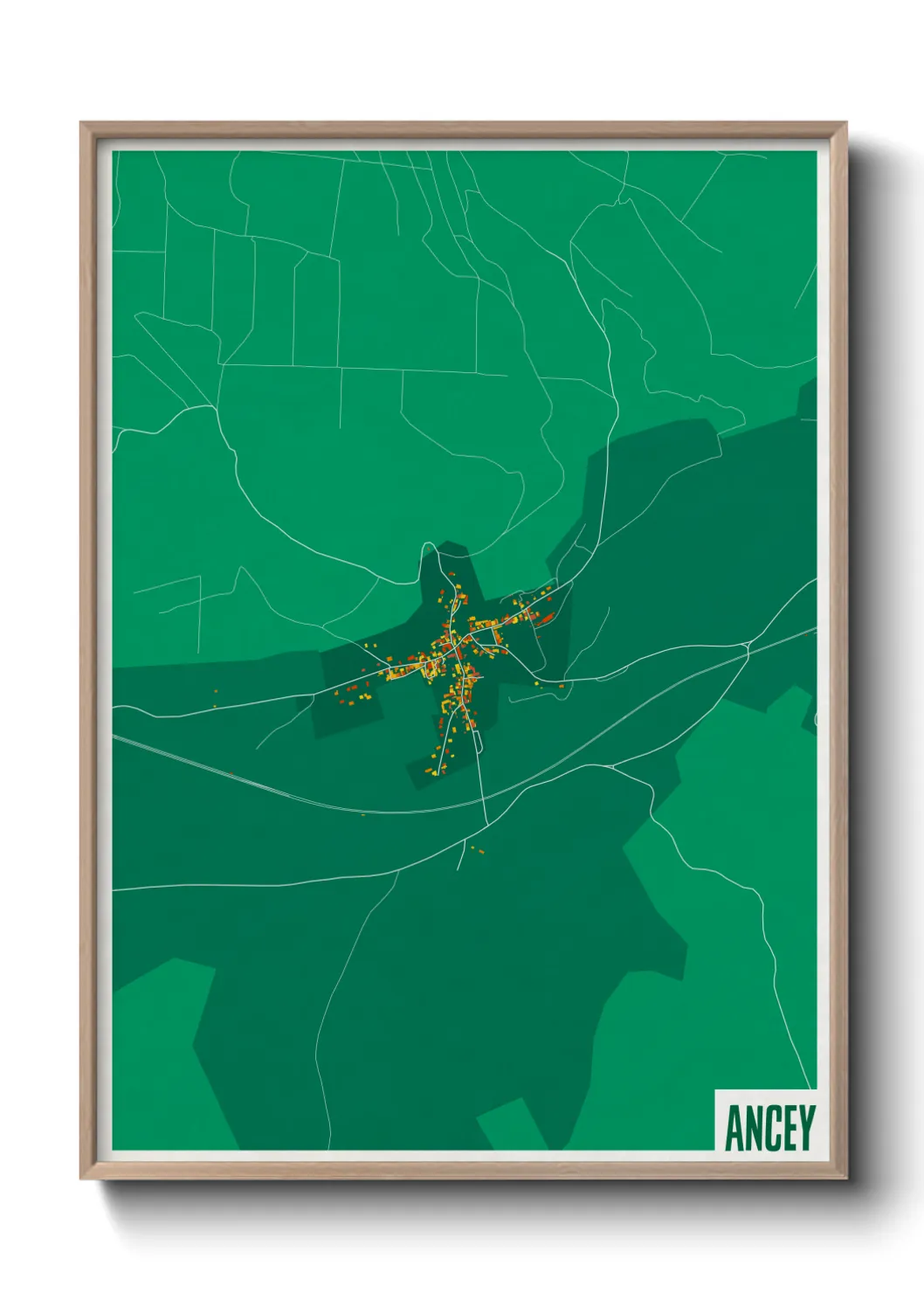 Une affiche de carte sur Ancey