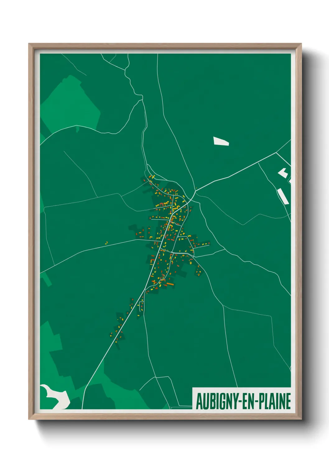 Une affiche de carte sur Aubigny-en-Plaine