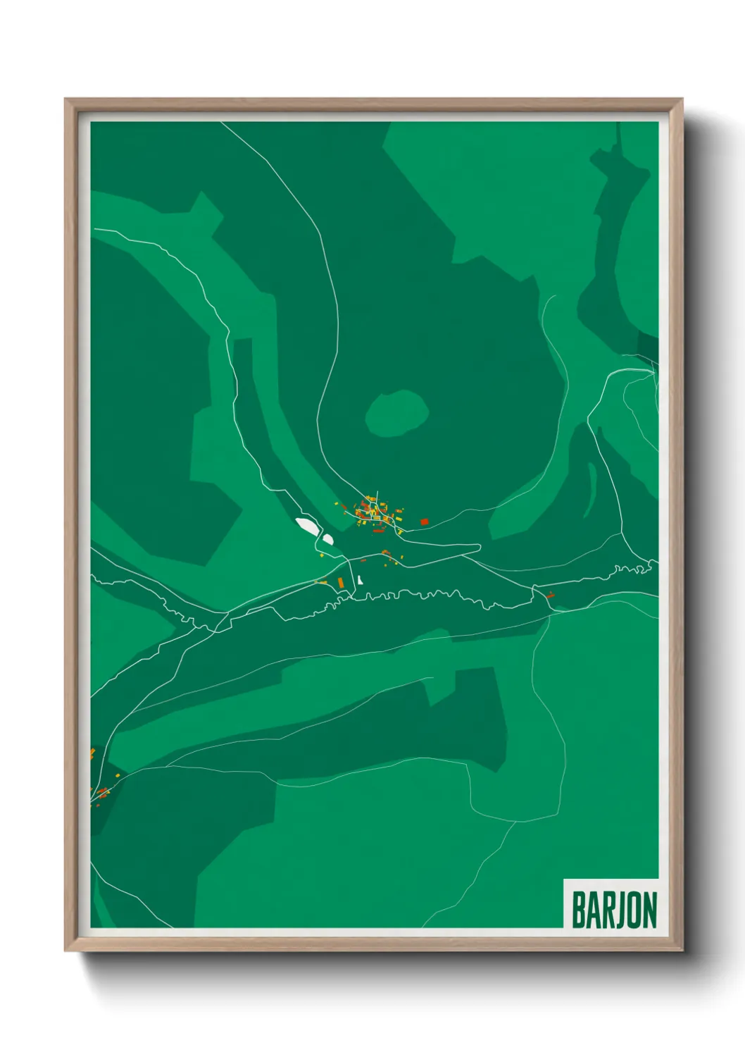 Une affiche de carte sur Barjon