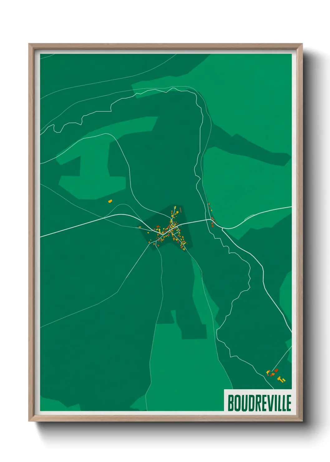 Une affiche de carte sur Boudreville