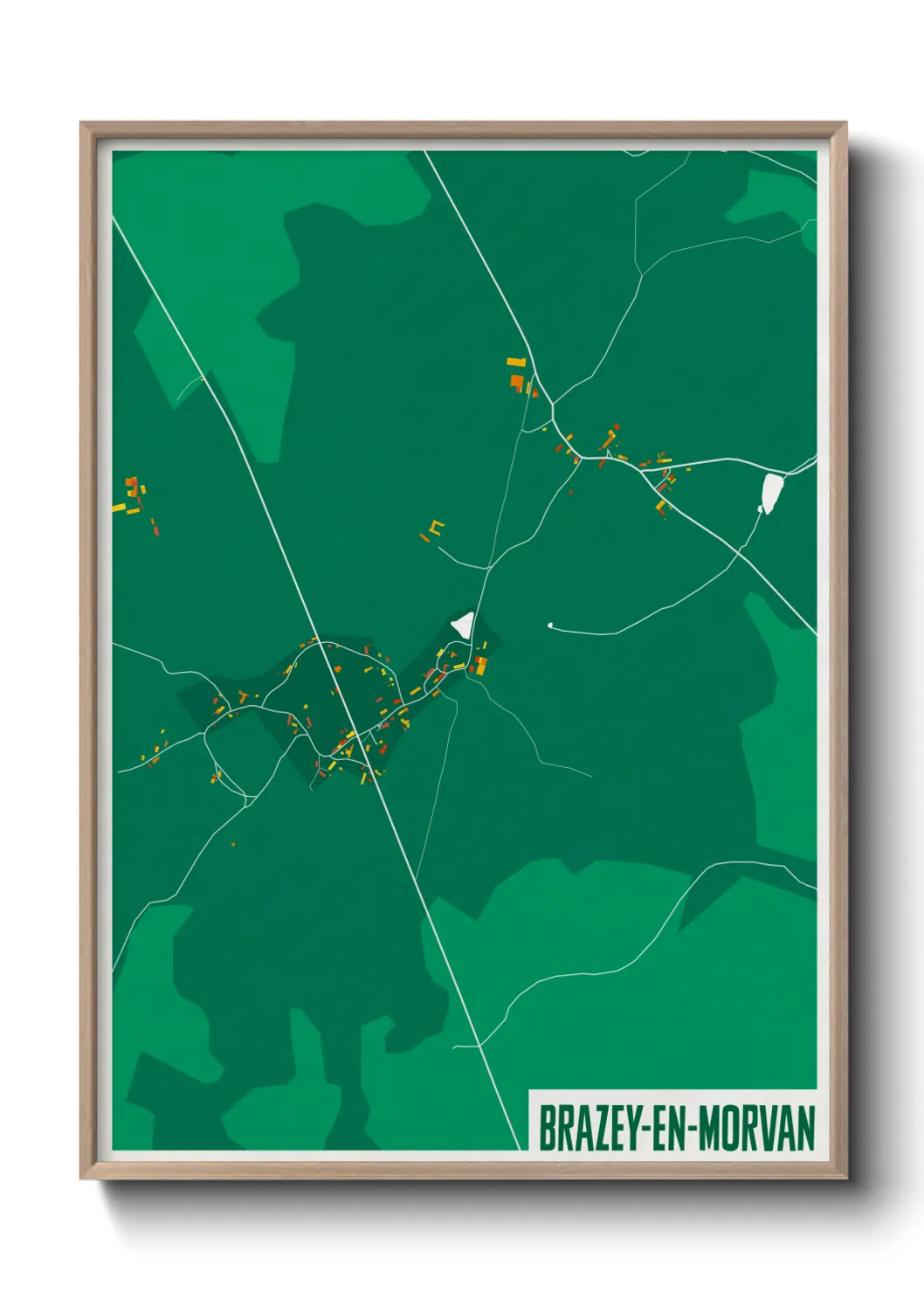 Une affiche de carte sur Brazey-en-Morvan