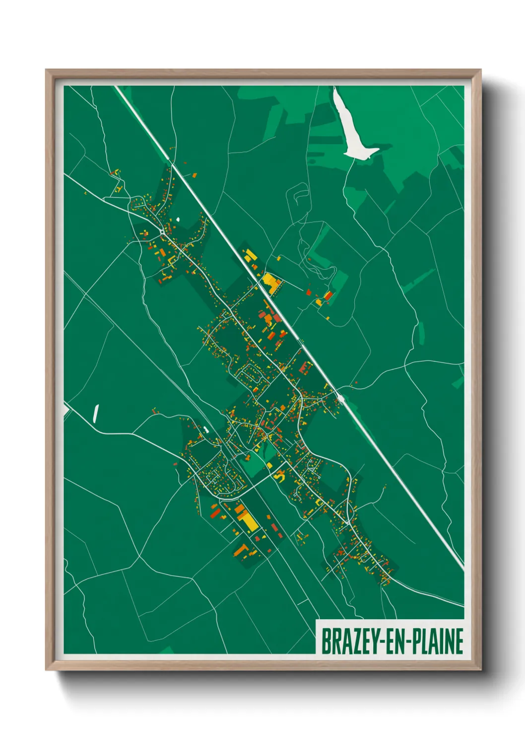 Une affiche de carte sur Brazey-en-Plaine