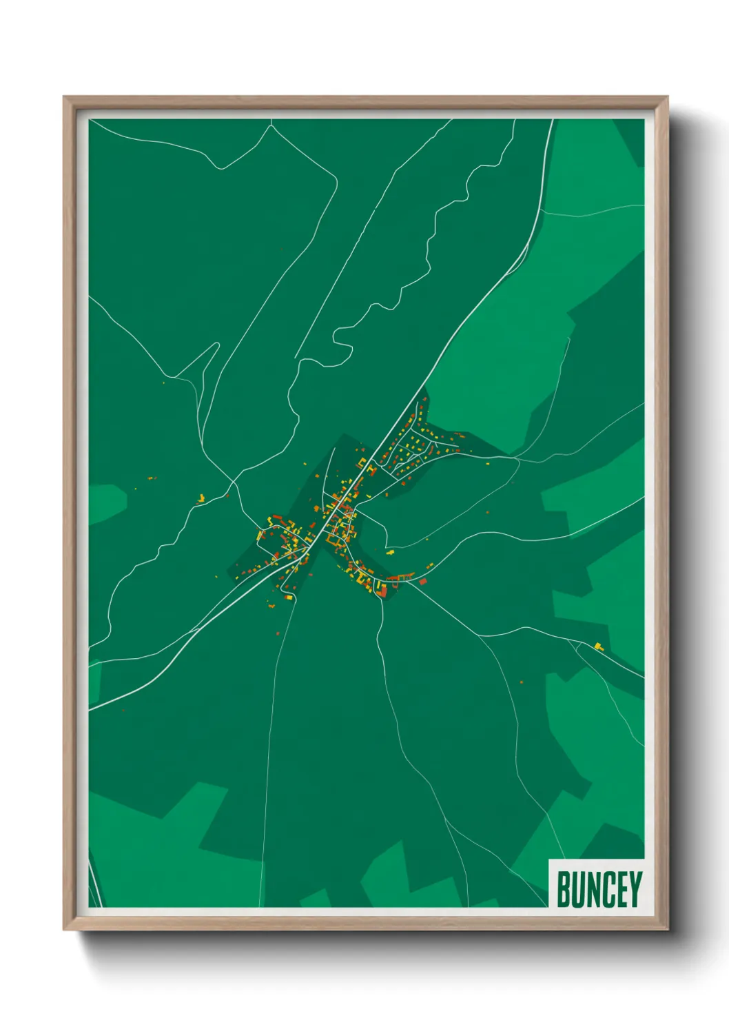 Une affiche de carte sur Buncey