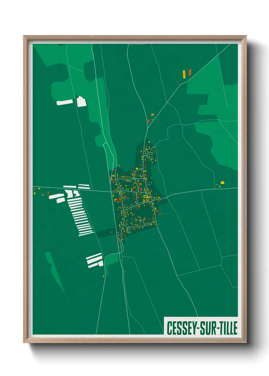 Une affiche de carte sur Cessey-sur-Tille