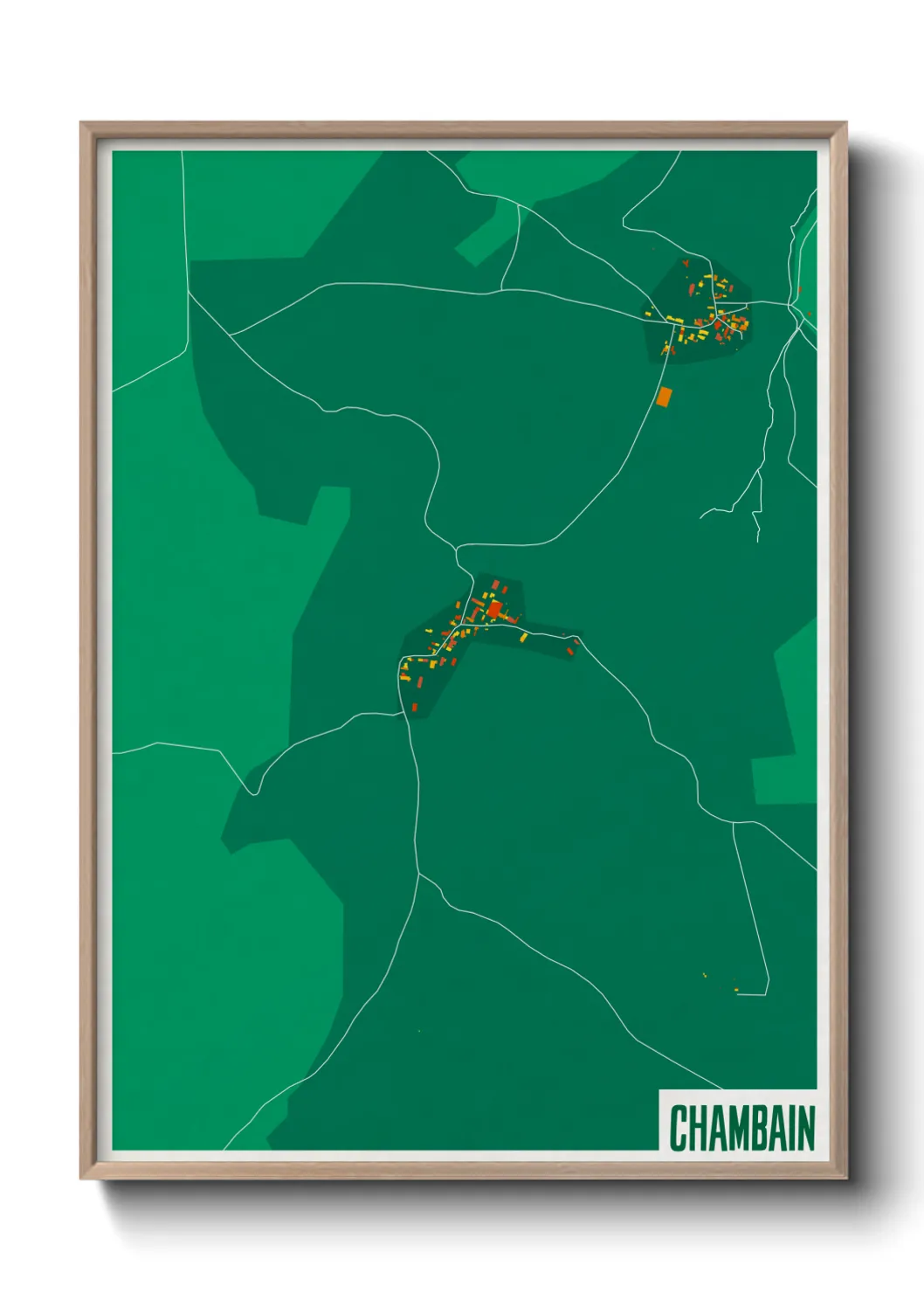 Une affiche de carte sur Chambain