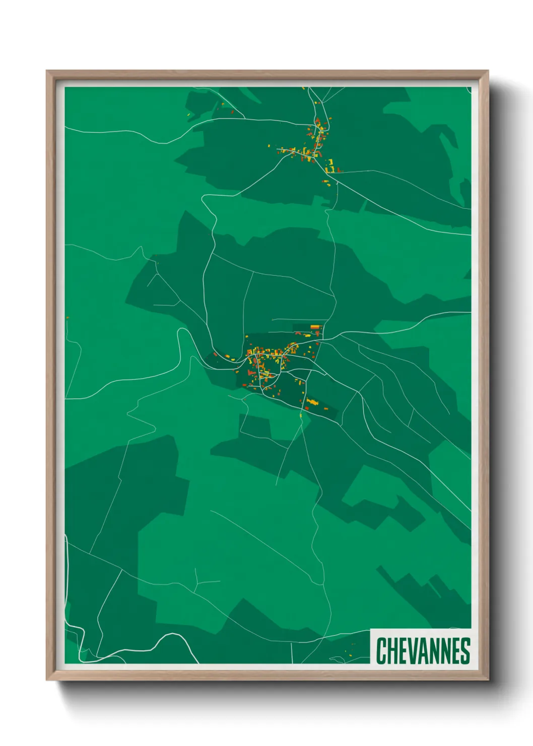 Une affiche de carte sur Chevannes