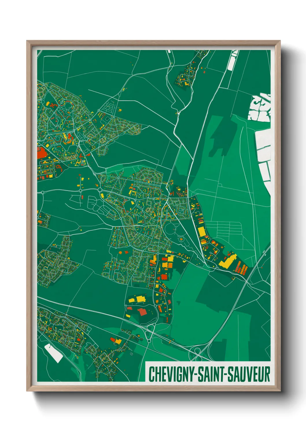 Une affiche de carte sur Chevigny-Saint-Sauveur