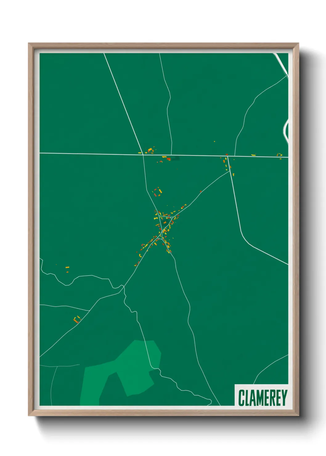 Une affiche de carte sur Clamerey