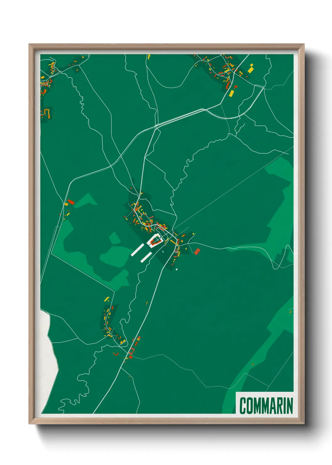 Une affiche de carte sur Commarin