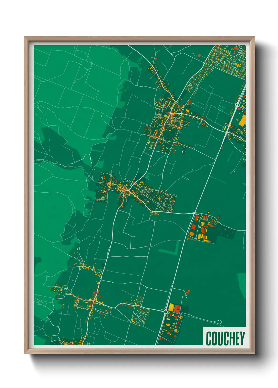 Une affiche de carte sur Couchey