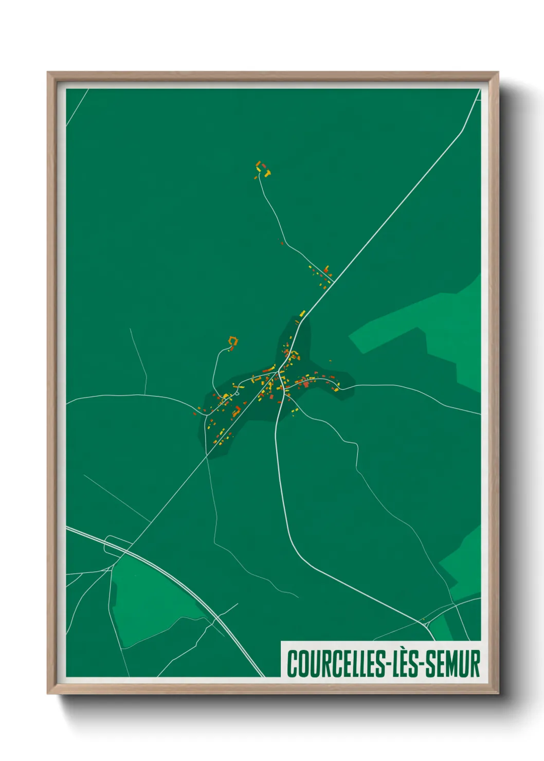 Une affiche de carte sur Courcelles-lès-Semur