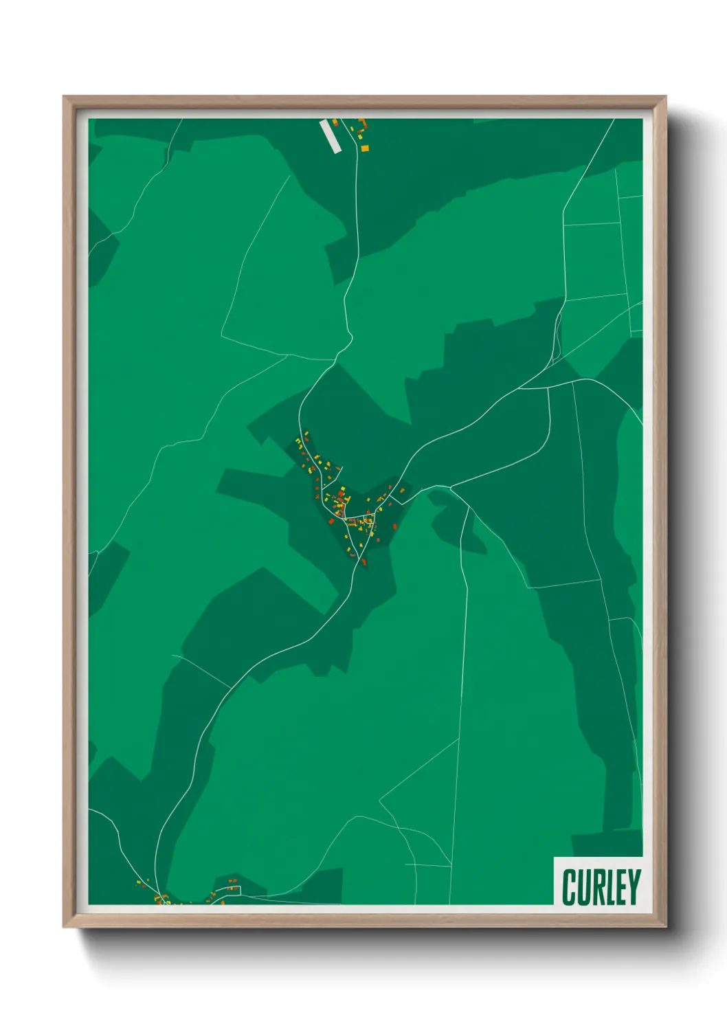 Une affiche de carte sur Curley