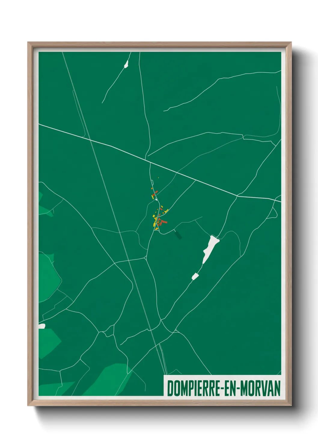 Une affiche de carte sur Dompierre-en-Morvan