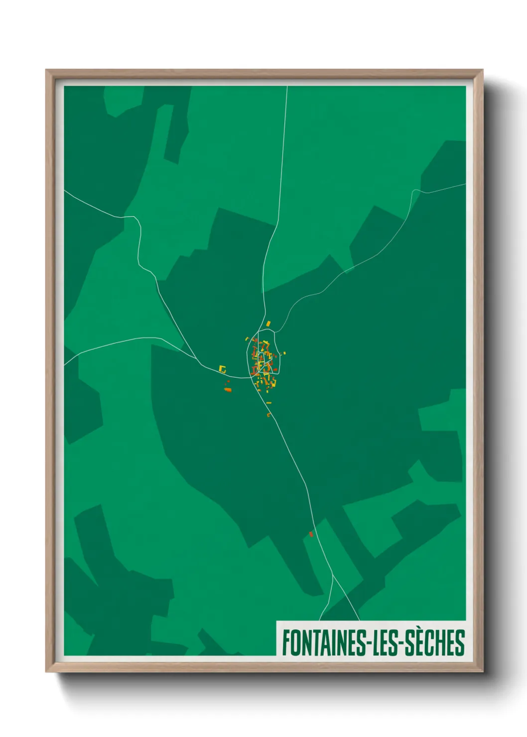 Une affiche de carte sur Fontaines-les-Sèches