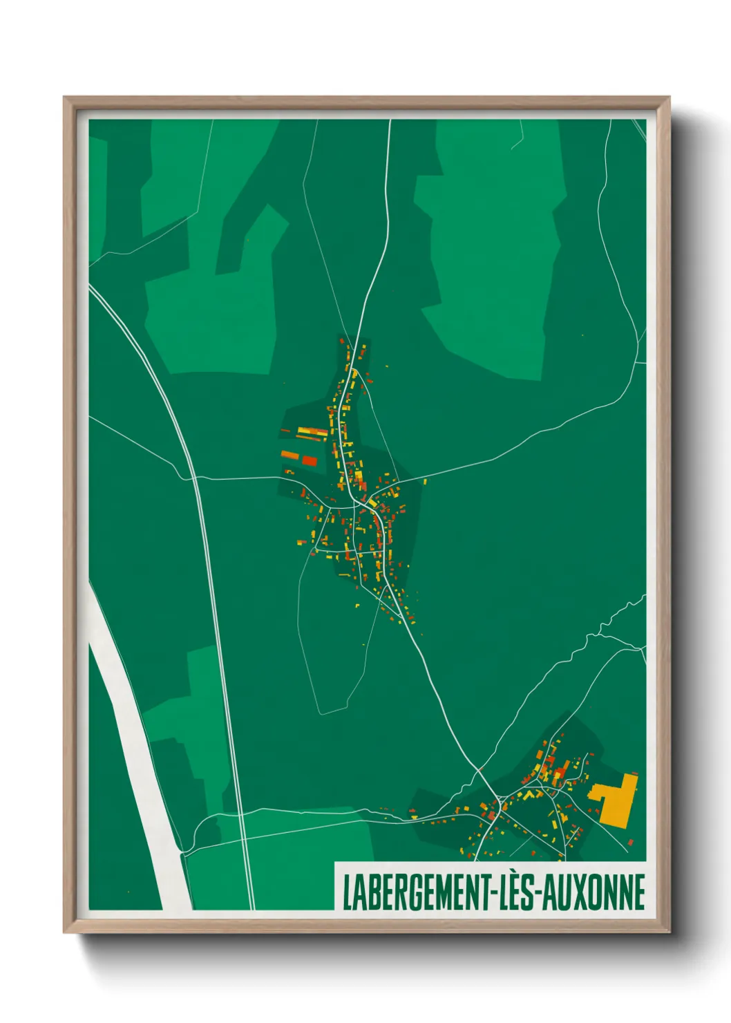Une affiche de carte sur Labergement-lès-Auxonne