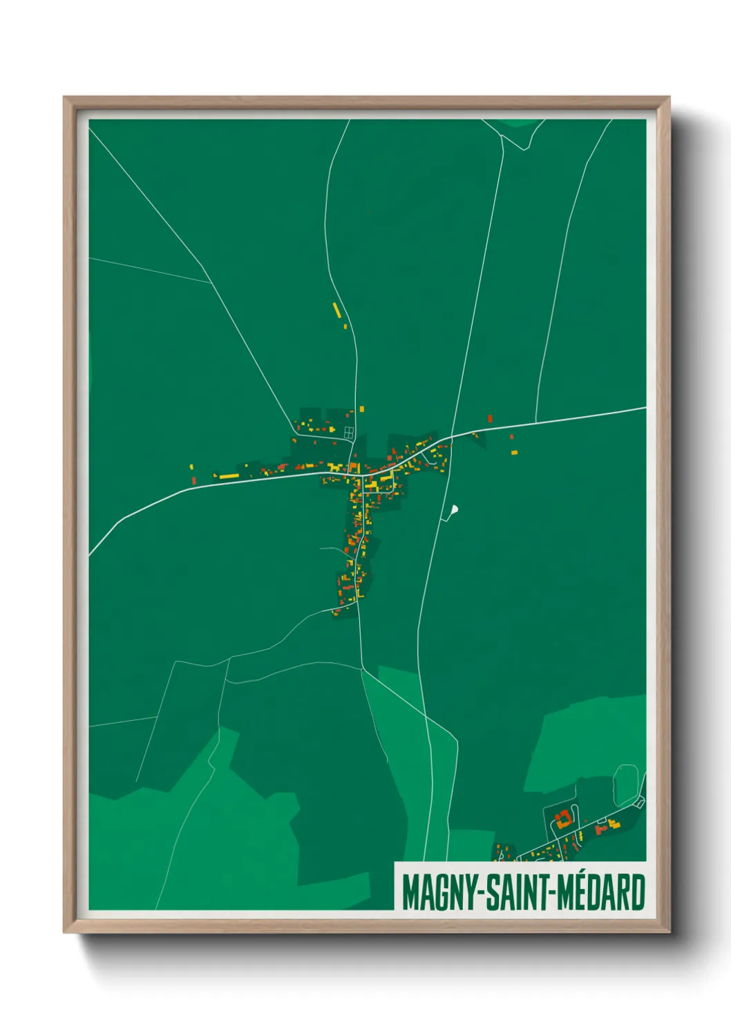 Une affiche de carte sur Magny-Saint-Médard