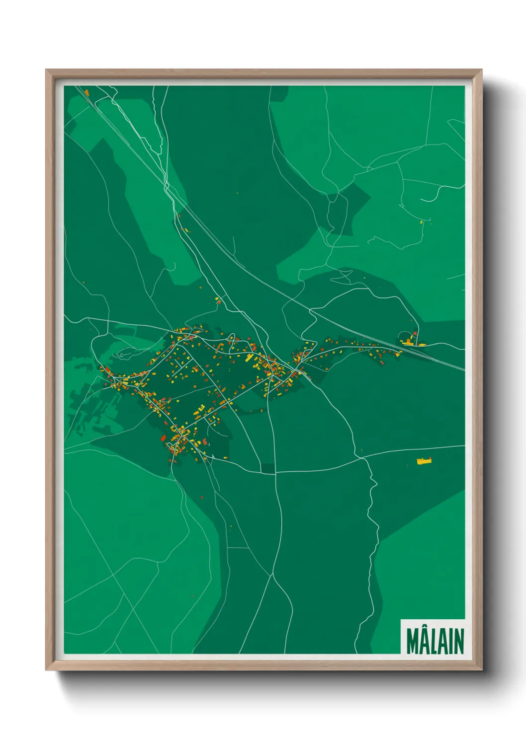 Une affiche de carte sur Mâlain