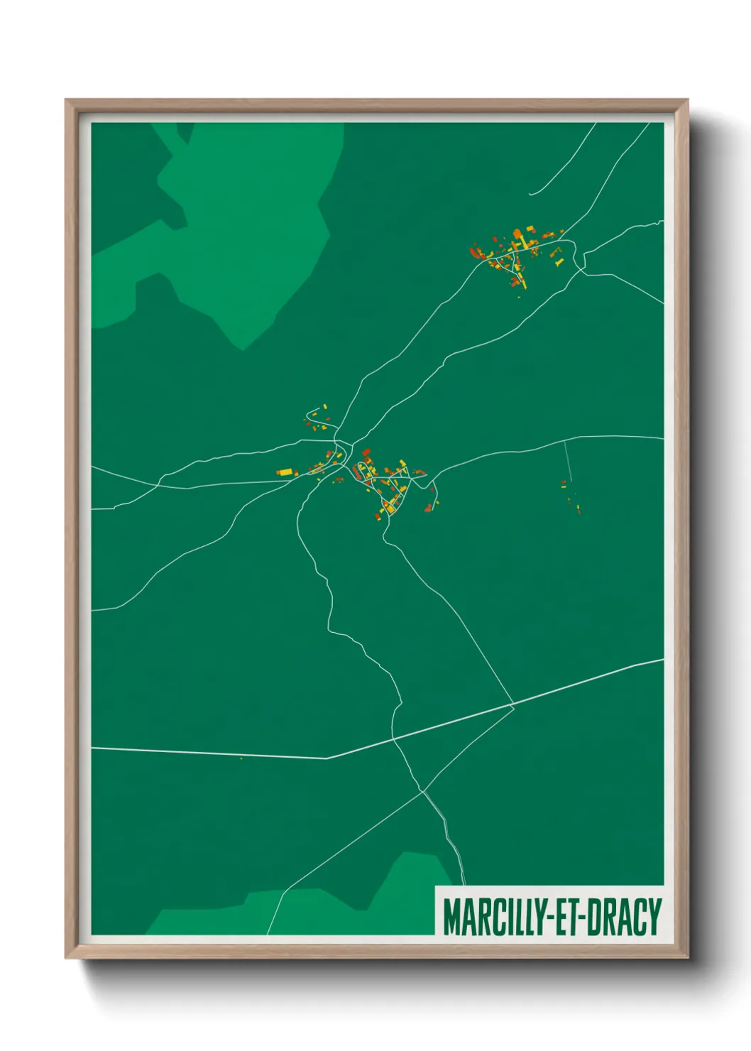 Une affiche de carte sur Marcilly-et-Dracy